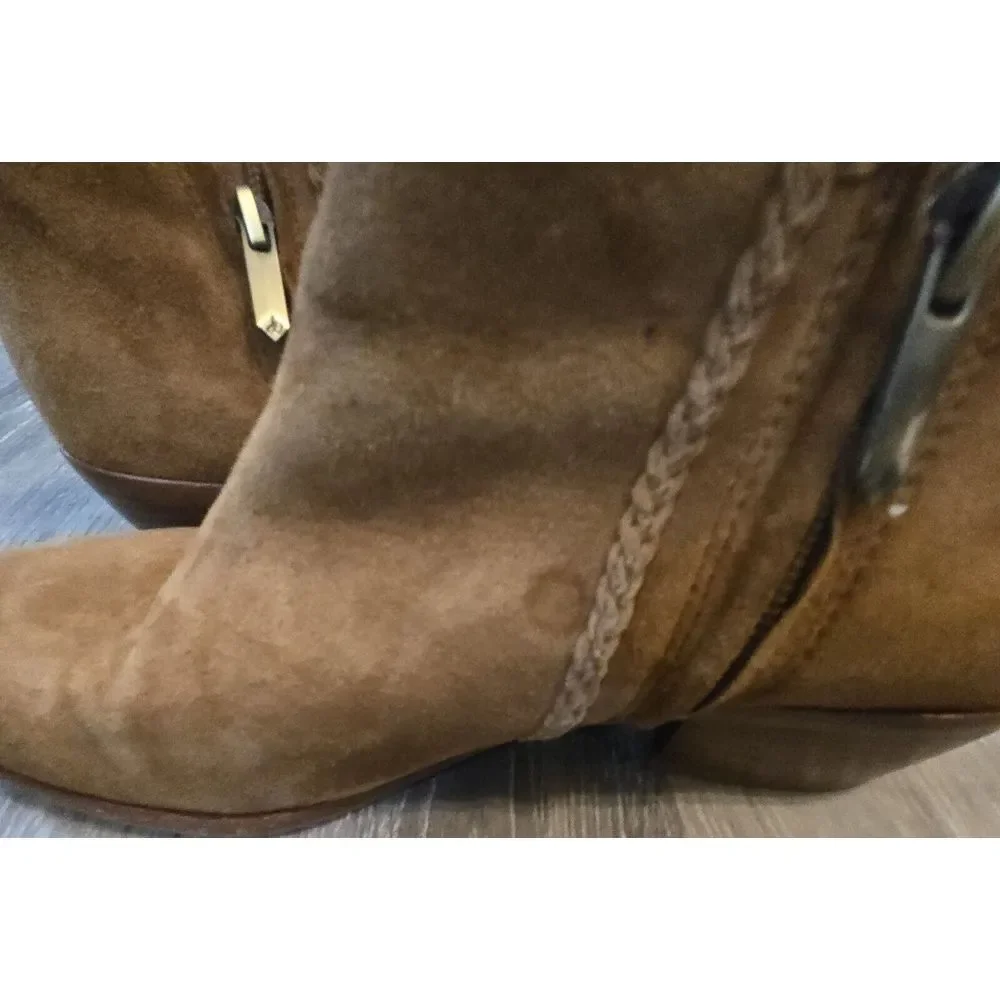 Sam Edelman Paige Suede Fringe Ankle Boots, Western Style, Brown Fashion Booties
